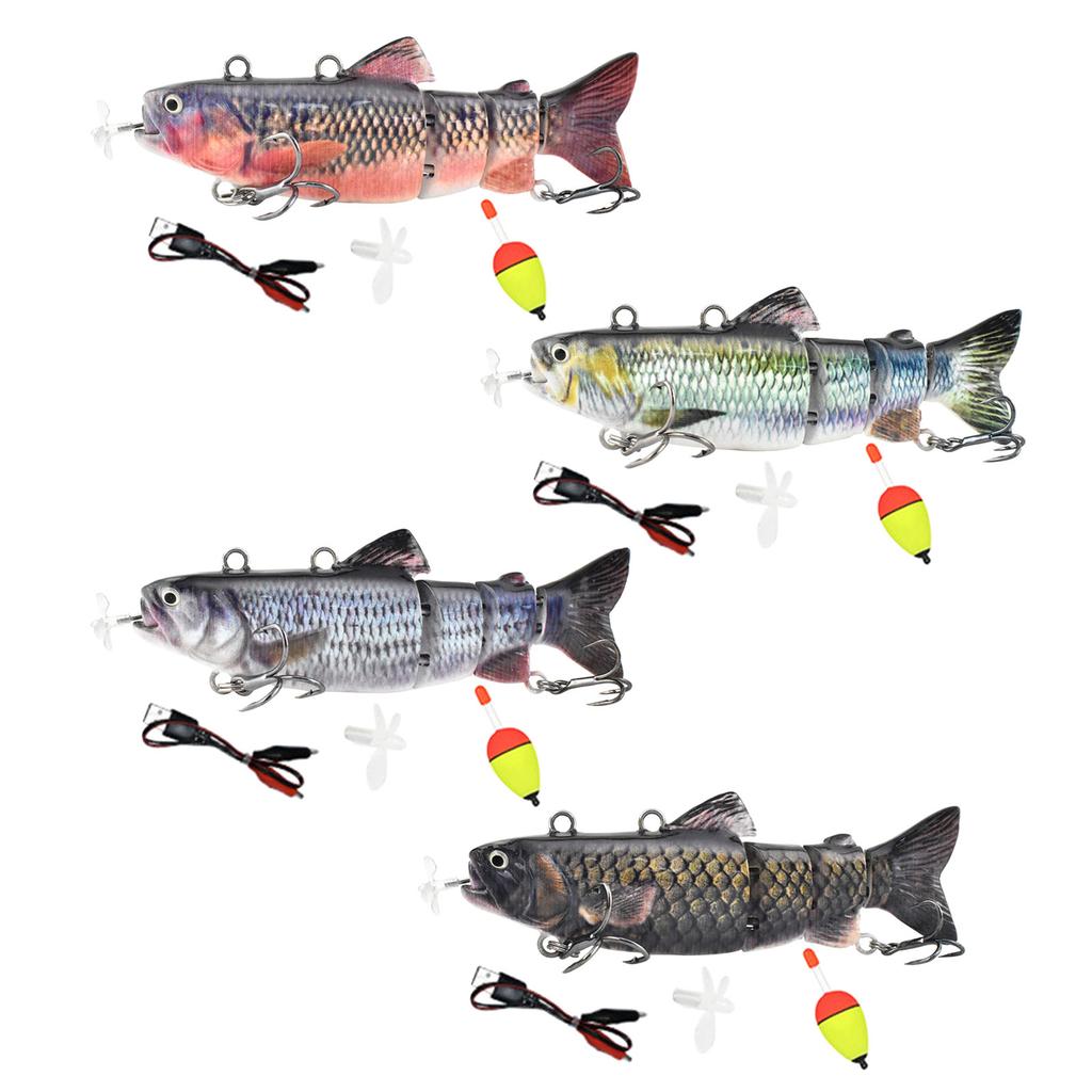 Isca Robótica Articulada de 4 Segmentos para Pesca nadadora, Recarregável por USB, com Luz LED, Wobbler, Acessório de Pesca