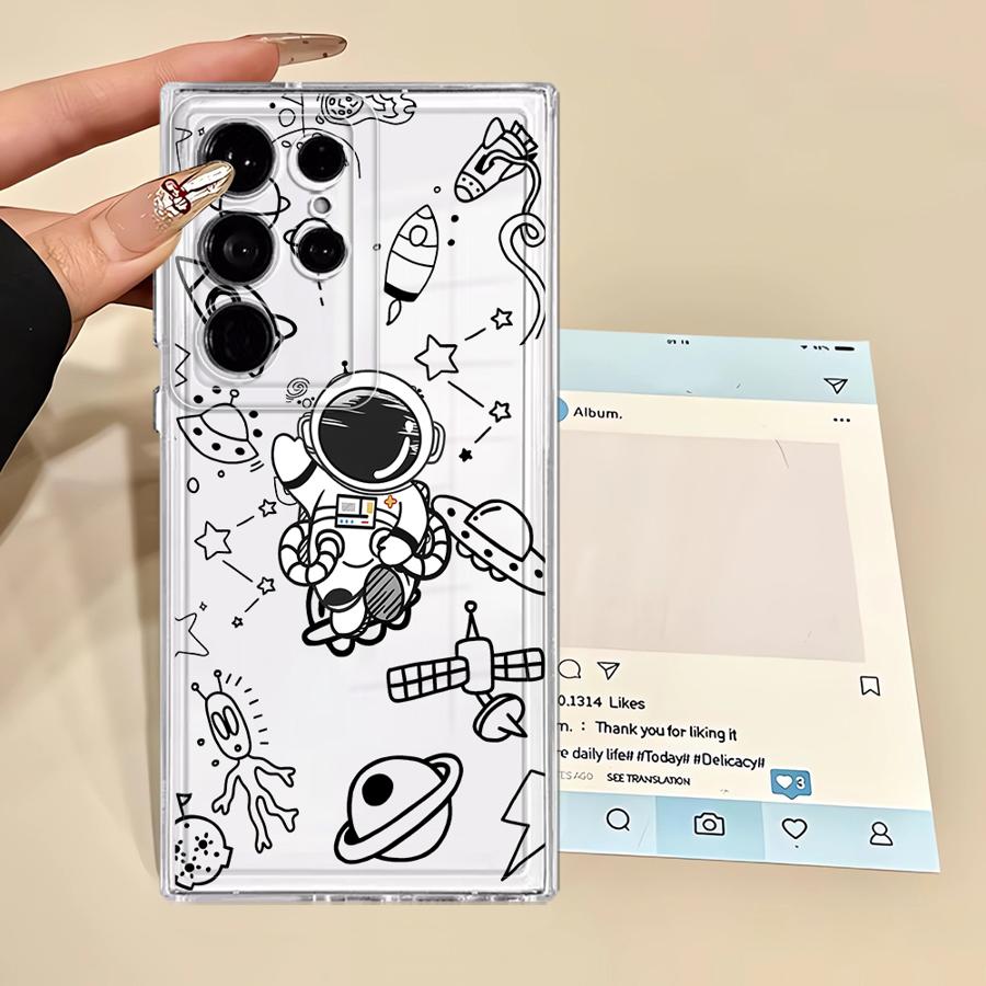 Cartoon Cute Astronaut Phone Cover Case for Samsung Galaxy S21 S23 Ultra S26 S24 S25 Edge S22 FE Note 20 Ultra 10 S20 Plus