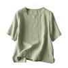 Damen lockerer Vintage Pullover mit kurzen Ärmeln und Rundhalsausschnitt