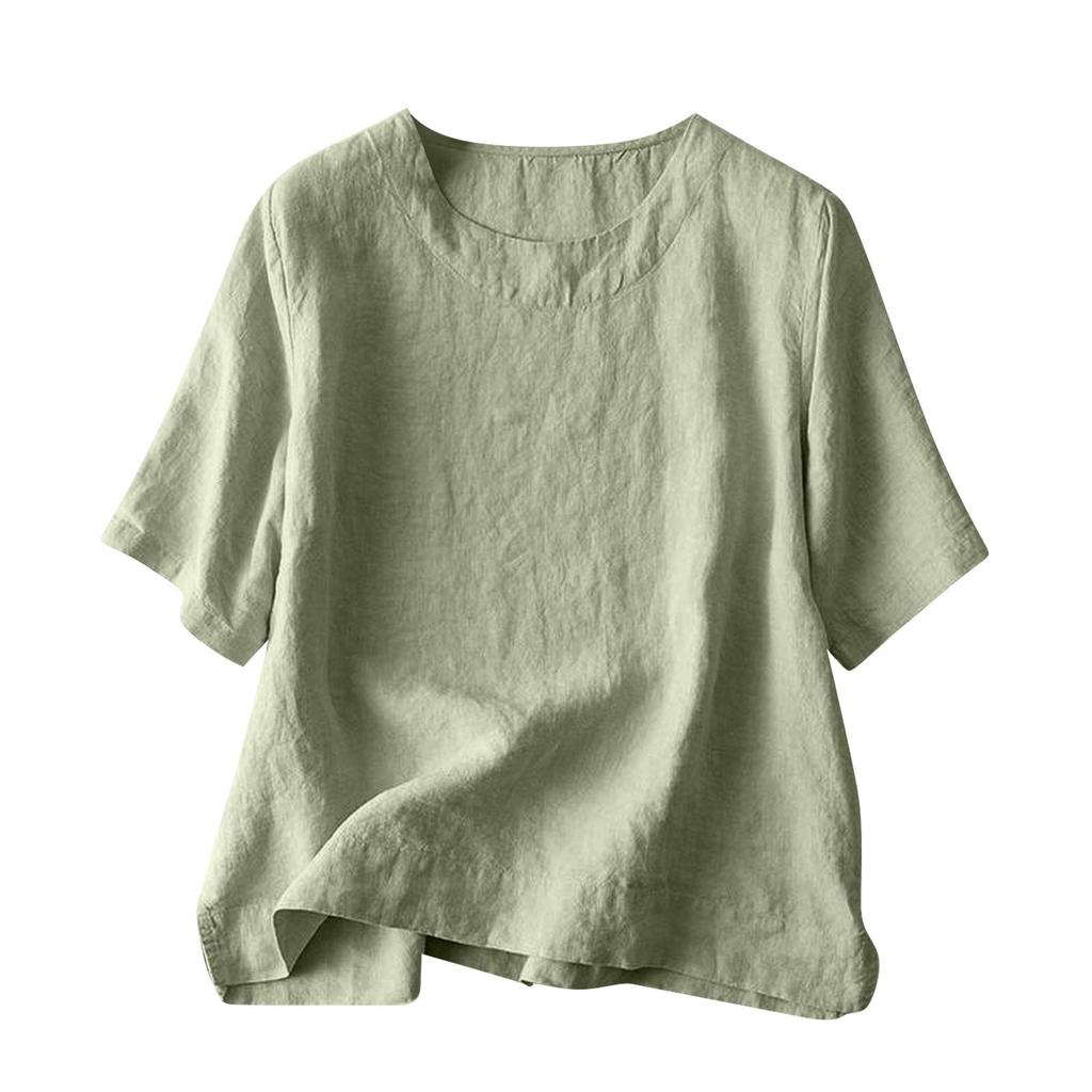 Damen lockerer Vintage Pullover mit kurzen Ärmeln und Rundhalsausschnitt