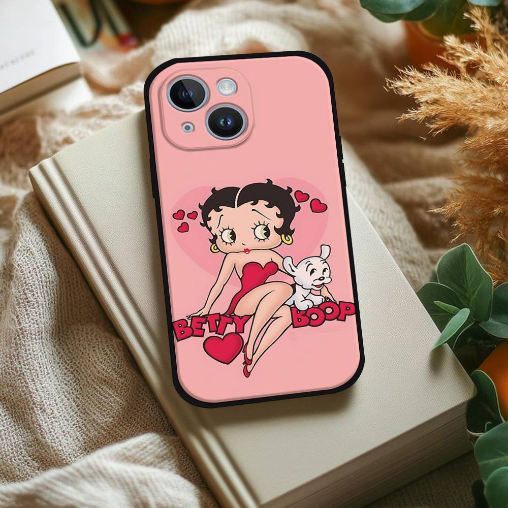 B-Betty-Cute-Boop Phone Case For IPhone 1716 15 14 13 Pro Max 11 12 Mini X Xs XR Black Silicone Cover