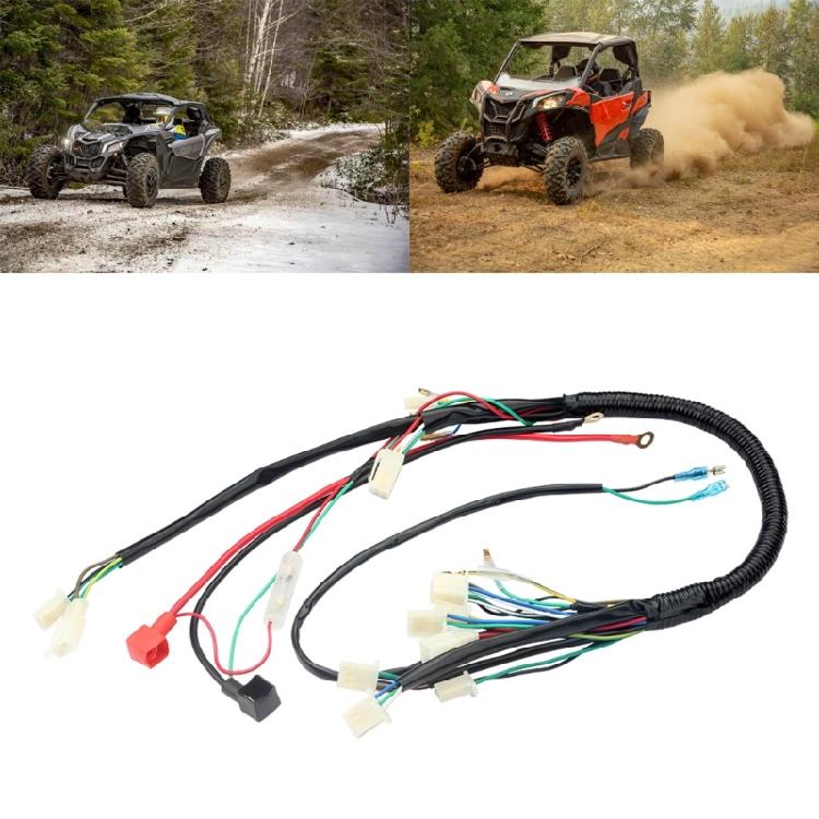 Wiring Harness LoomCDI Ignitions Coils SparkPlug Key Switch for 50-125cc ATV