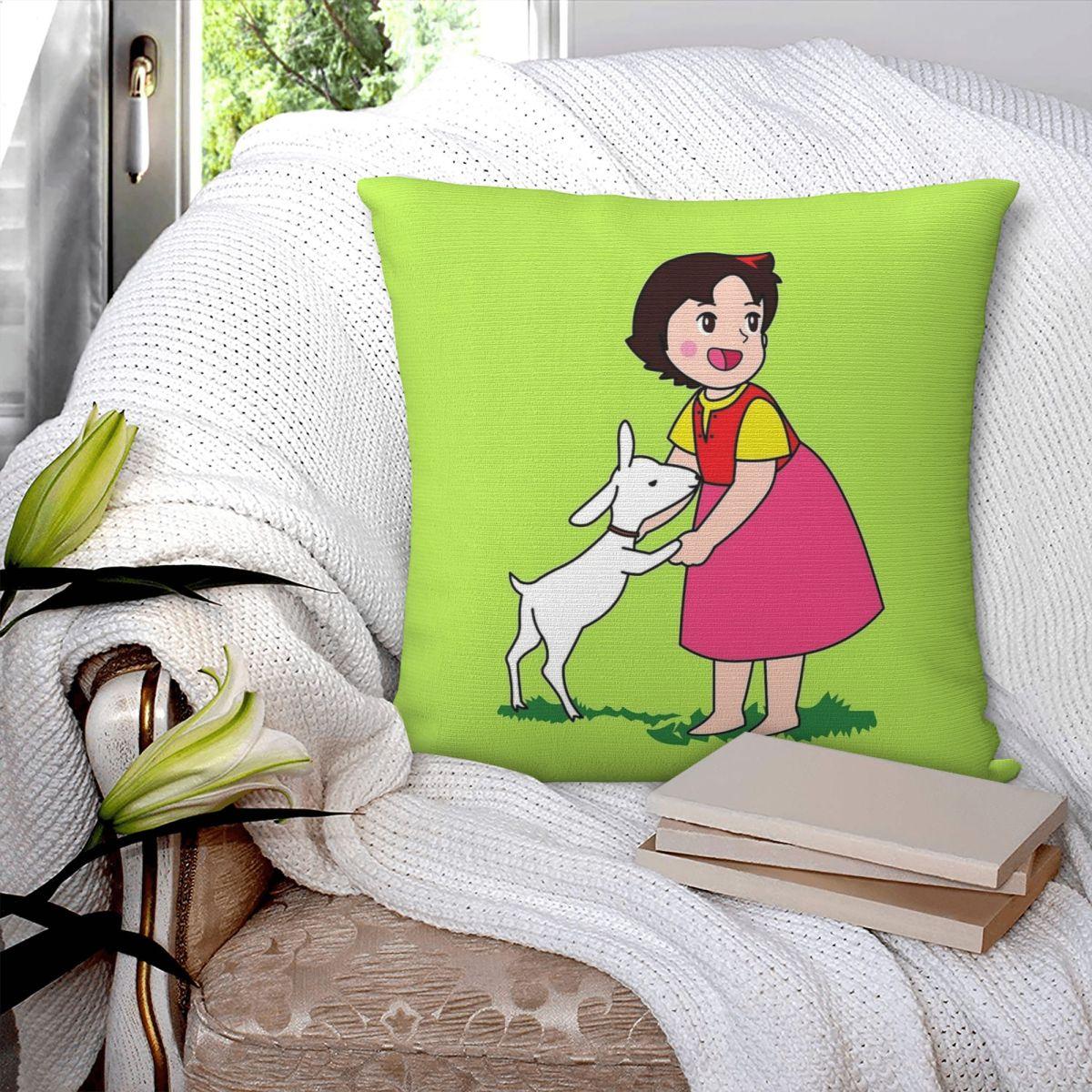 Helenal Unisex Heidi The Girl Of The Alps Pillowcase Printing Polyester Cushion Cover Decoration Pillow Case Cover Home Zippered 45*45Cm