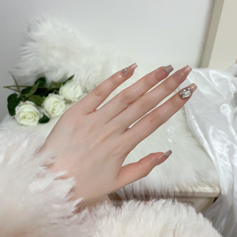 Luxurious Handmade Translucent Nail Tips for Autumn/Winter – Soft Texture, High-Class Feel
