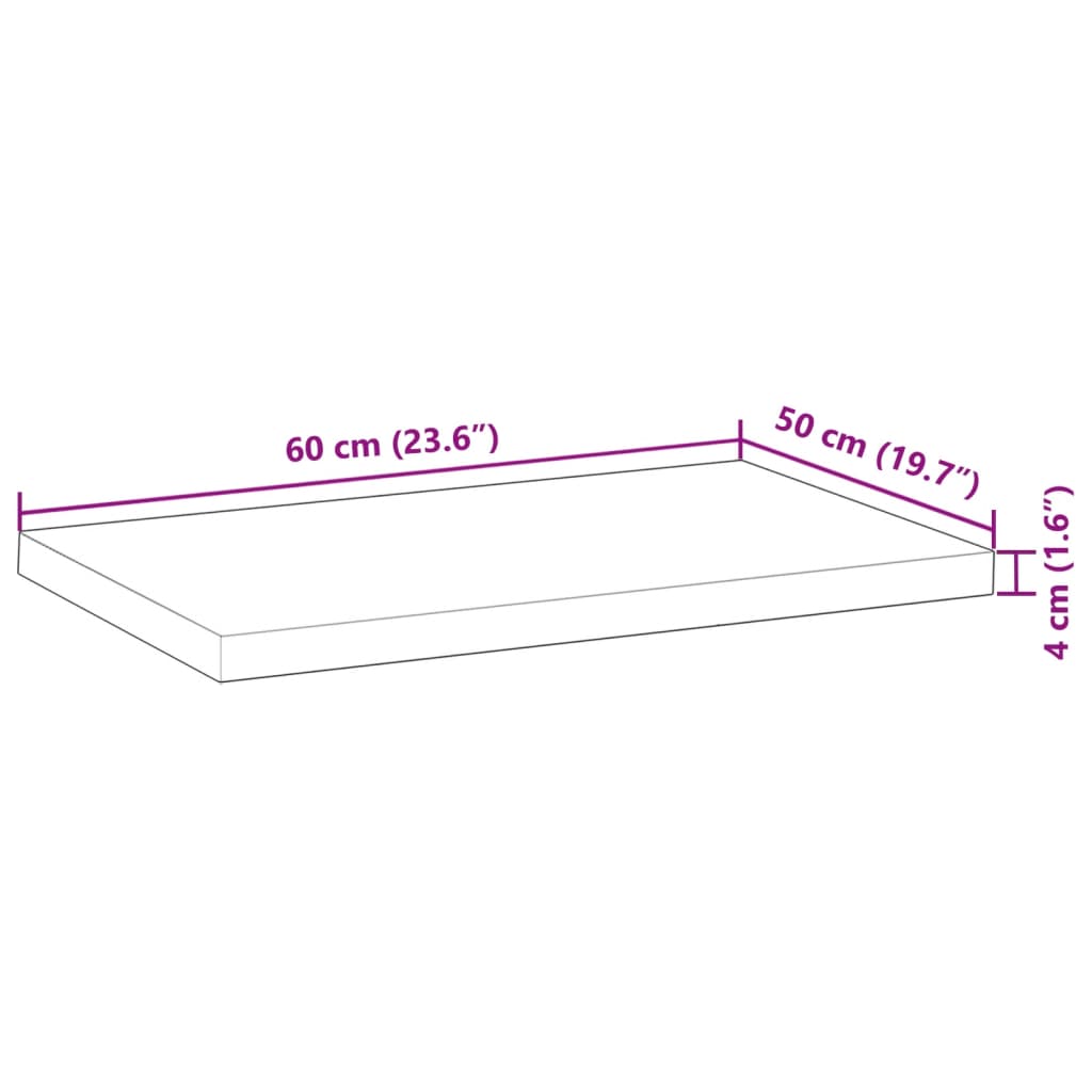Vidaxl Bathroom Countertop, 60X50X4 Cm, Oiled Acacia Wood