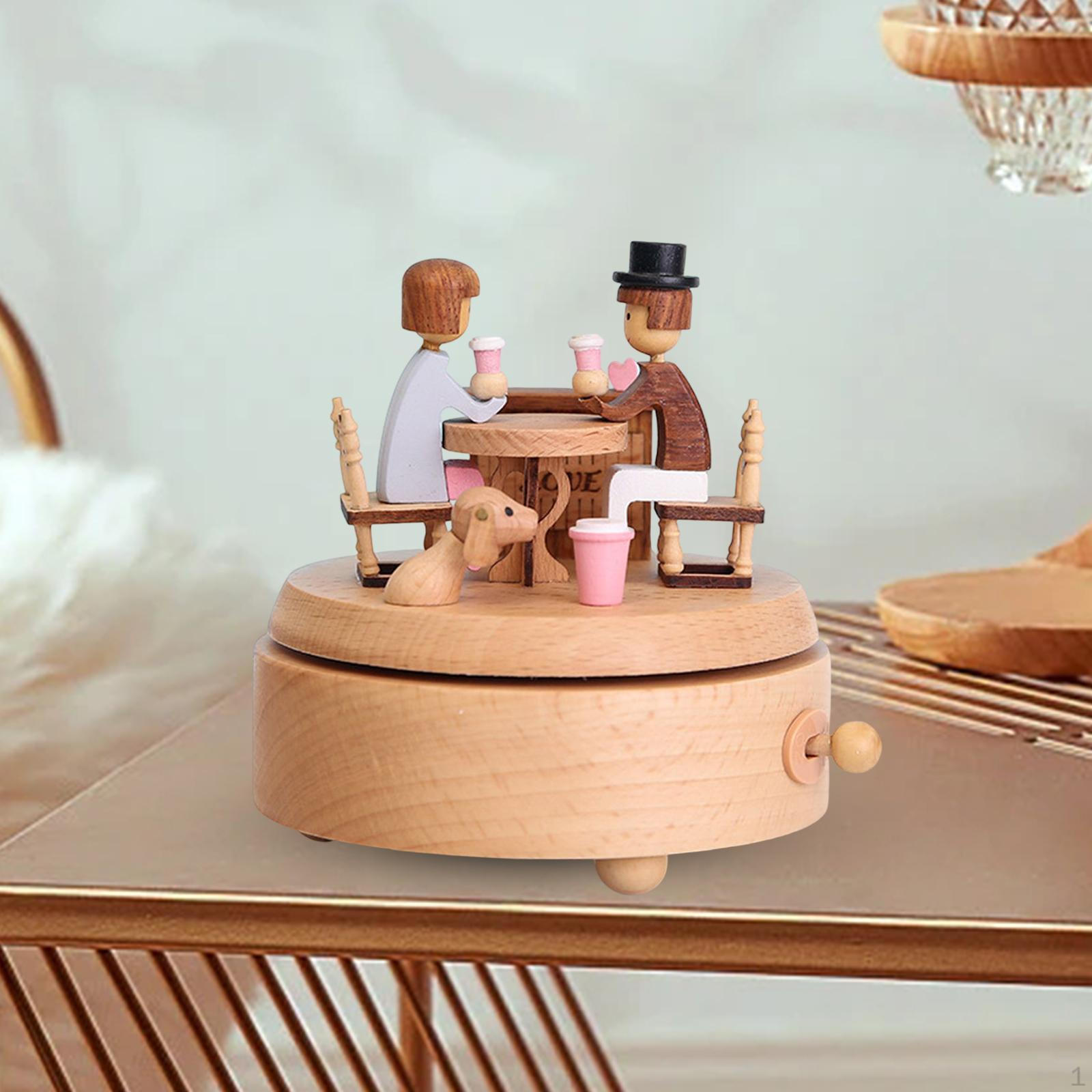 Wooden Windup Musical Boxes Photography Accs Decorative Clockwork Mechanical Music Movement for