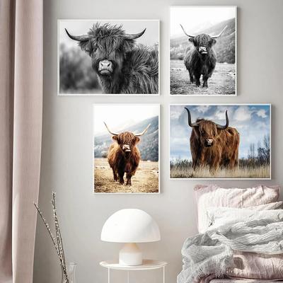Giraffe Yak Bunny Elephant Nursery Wall Art Canvas Painting Nordic Posters and Prints Animal Wall Pictures Baby Kids Room Decor No Frame