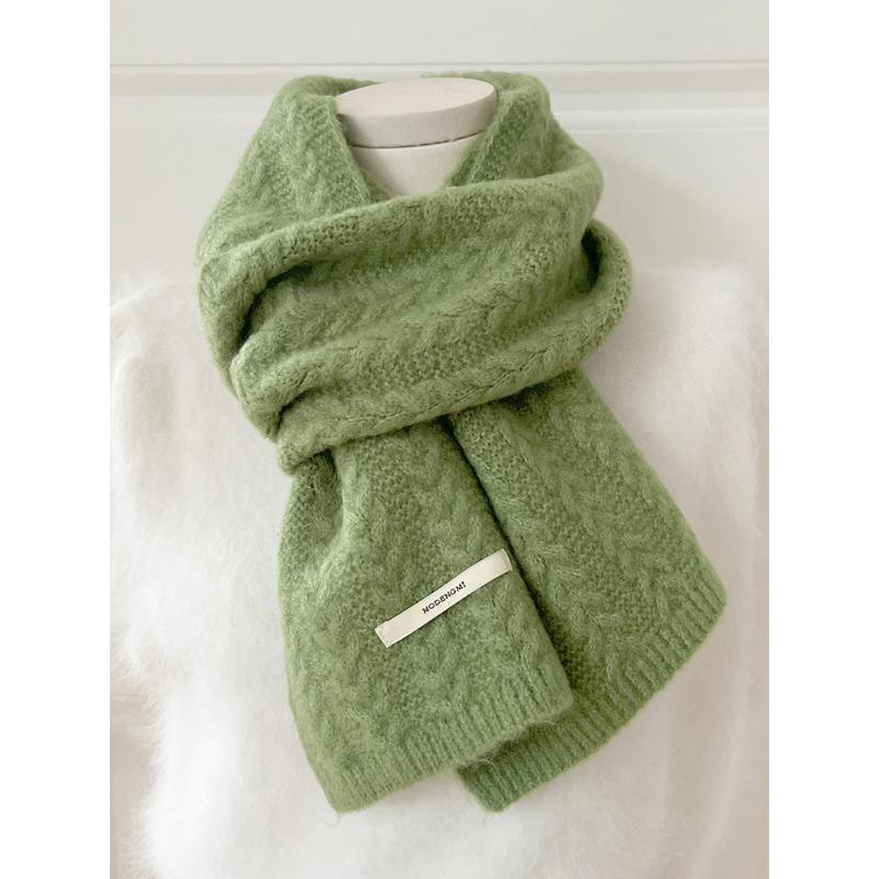 

Japanese Simple Twist Wool Knitted Wool Scarf for Women in Autumn and Winter Warm and Versatile Scarf for Couples Trendy 180*30cm