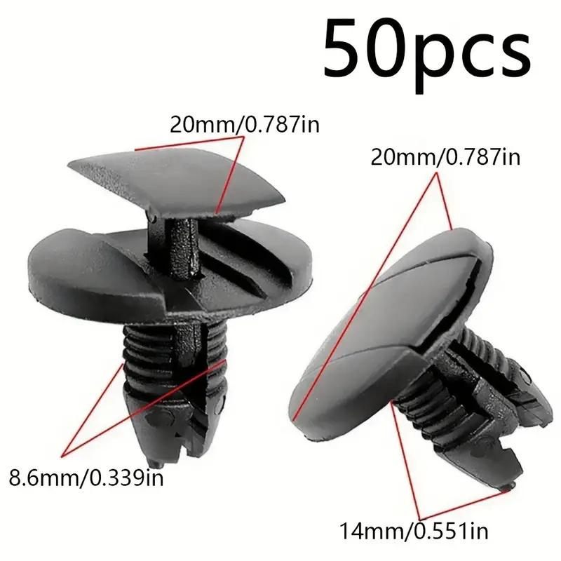 50pcs Car Bumper Mudguard Fastener Clips Auto Black Plastic Rivet Fixing Clips For Peugeot Citroen Car Interior Accessories