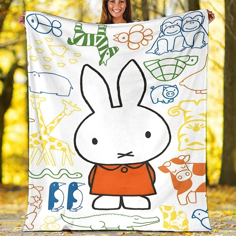 1pc Miffy1 Theme Blanket - Digital Print, Polyester, Cozy for All Seasons, Perfect for Outdoor, Camping, and Travel