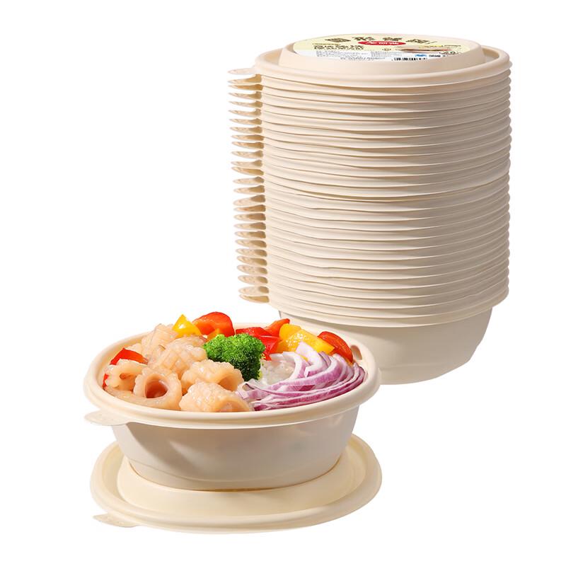 MARYYA Disposable Round Plastic Bowls, 580ml, 20-Pack
