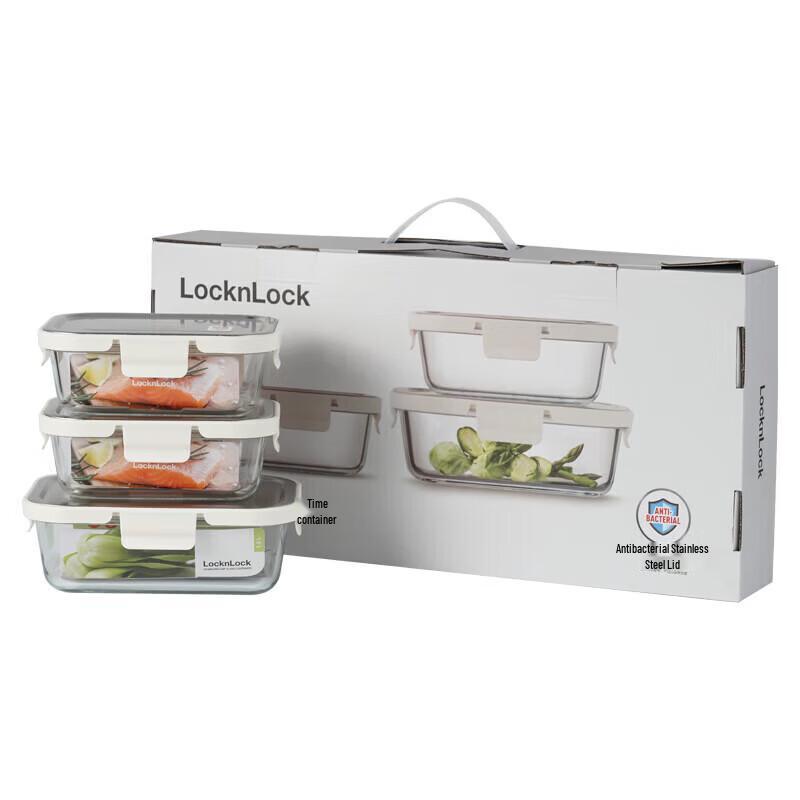 LocknLock Borosilicate Glass Food Storage Container Set (3-Piece)