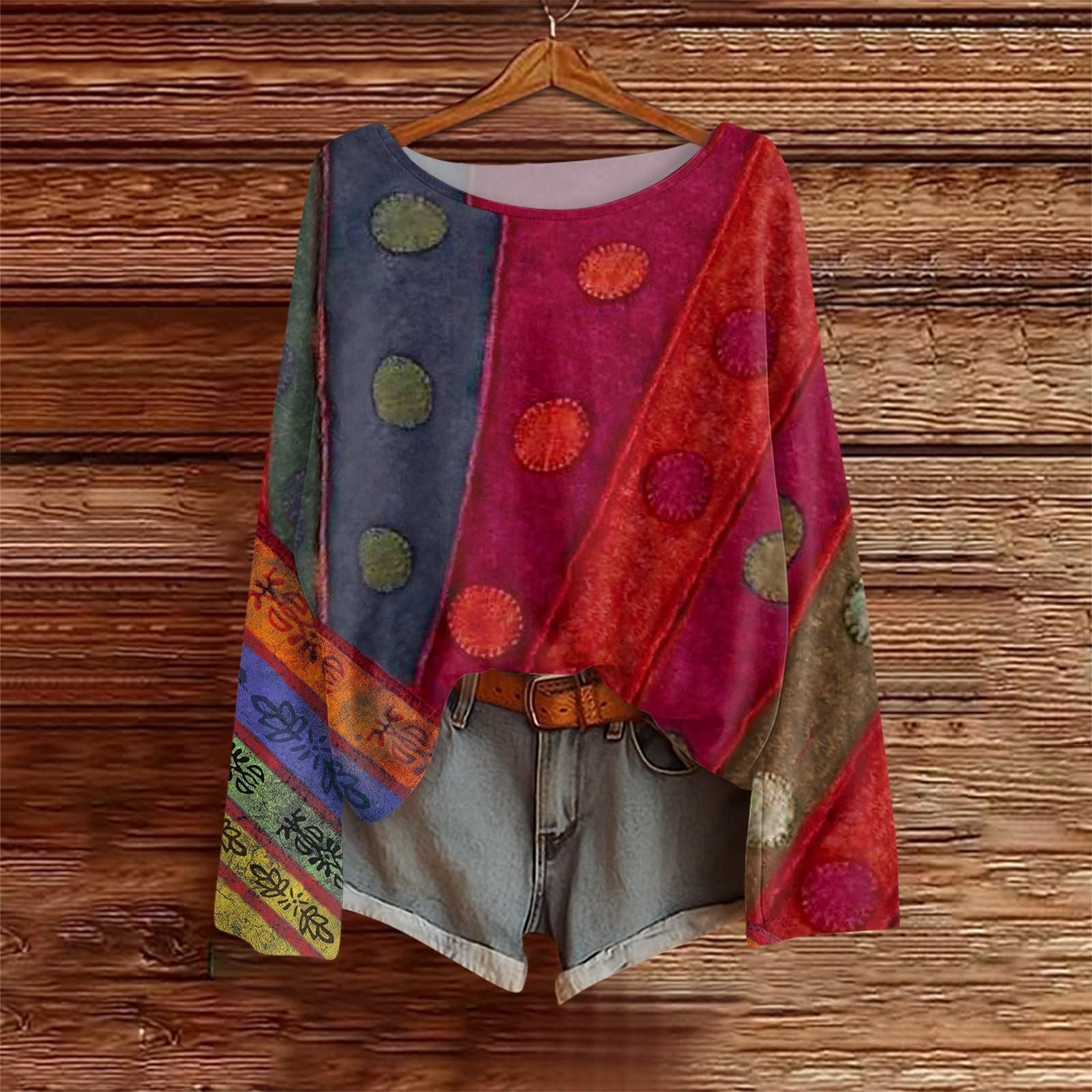 

Рубашки с длинным рукавом для женщин, футболки с принтом, блузки, повседневные базовые топы больших размеров, пуловеры XL красный