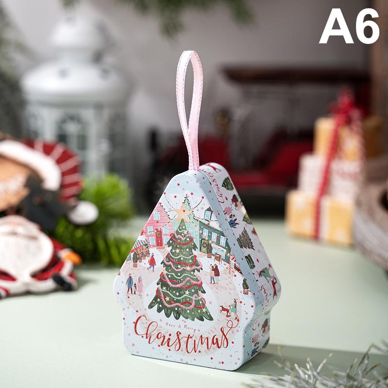 Christmas Decor Tinplate Box Storage Box With Lanyard Candy Biscuit Box Jewelry Storage Party Favors Christmas Tree Decoration