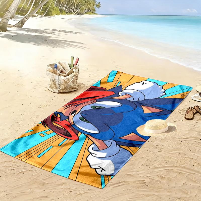 Sonic the Hedgehog4 Print Beach Towel, Large Soft Quick Dry Towel for Beach Camping Swimming