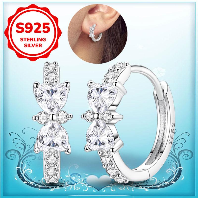 New Earrings 100% Genuine 925 Silver Women Hoop Earring Women's Wedding Engagement Girlfriend Wife Birthday Gift