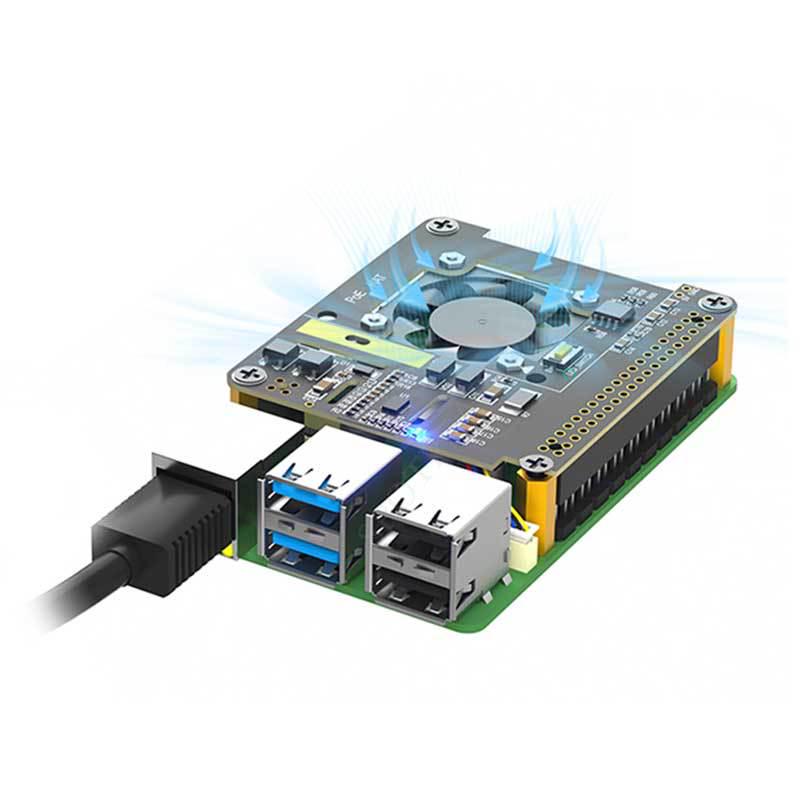 Raspberry Pi 5 PoE Ethernet Power Supply Module with RGB Fan - 802.3af/at