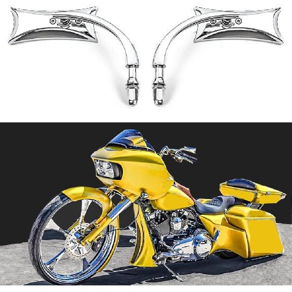 Motorcycle Mirrors Chrome, M10 Motorbike Rear View Mirror Side Accessories Irregular Shape Compatible With Harley Sportster  Iron 883 Road King