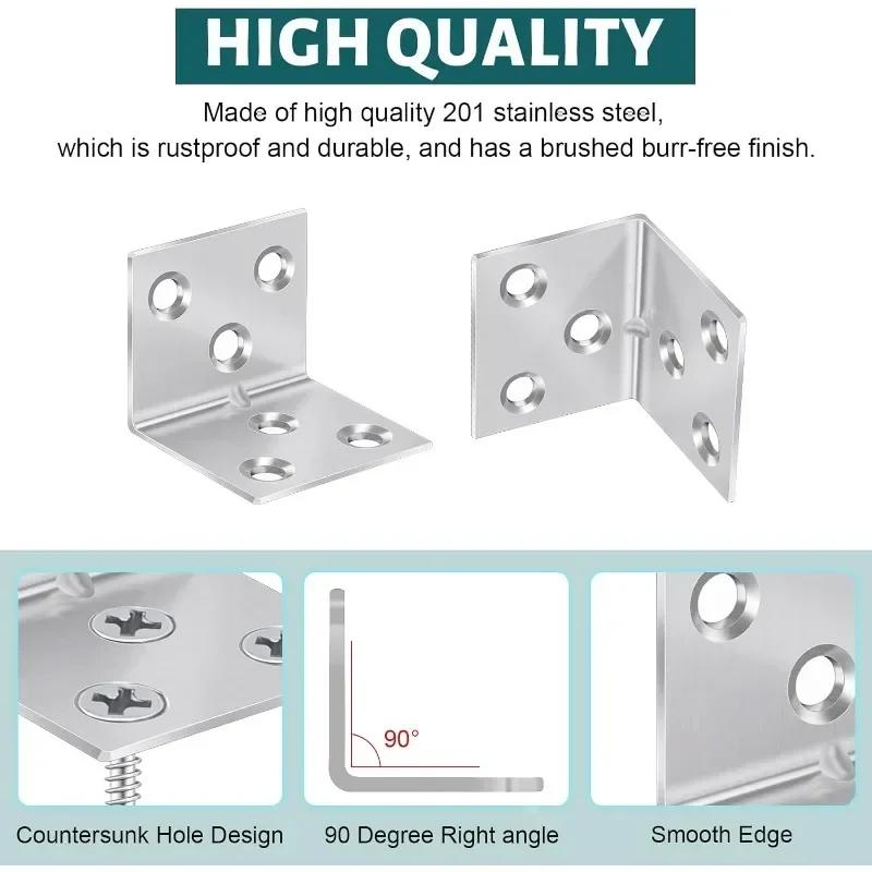 Universal Stainless Steel Corner Bracket 90 Degree Right Angle Fixed Bracket Wood Furniture Bedframe Cabinet Accessorie