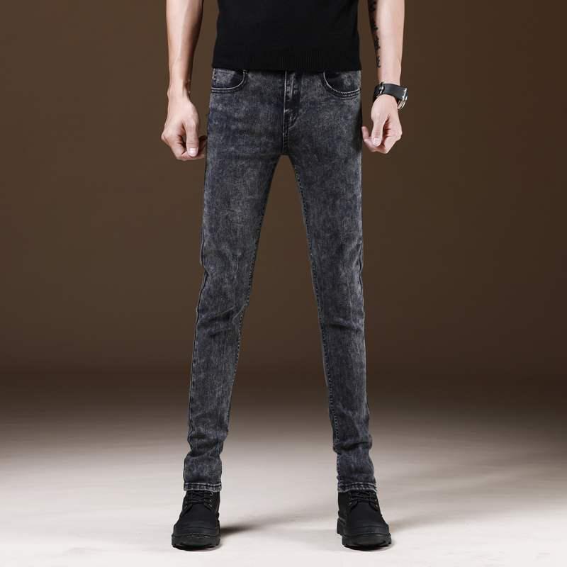 Men's Slim Fit Velvet-Enhanced Jeans - Boys' Autumn/Winter Casual Korean Style, Thickened and Trendy for Students.