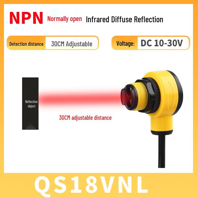 M18 Ultra-Short Diffuse Reflective Laser Sensor - Adjustable NPN Infrared Switch