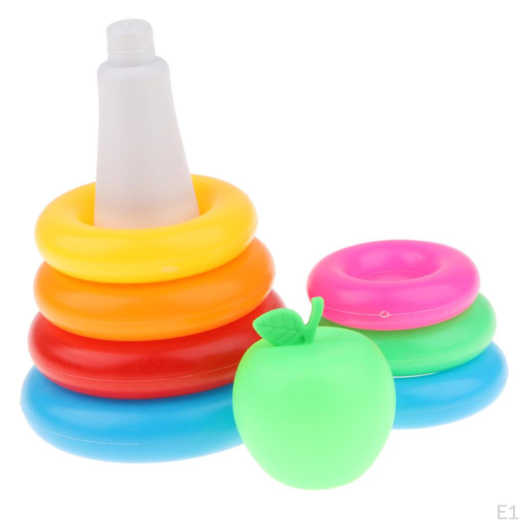 Kids Bath Tub Floating Toy Set - 7 Colorful Nesting Rings with a Cute , Birthday Gift
