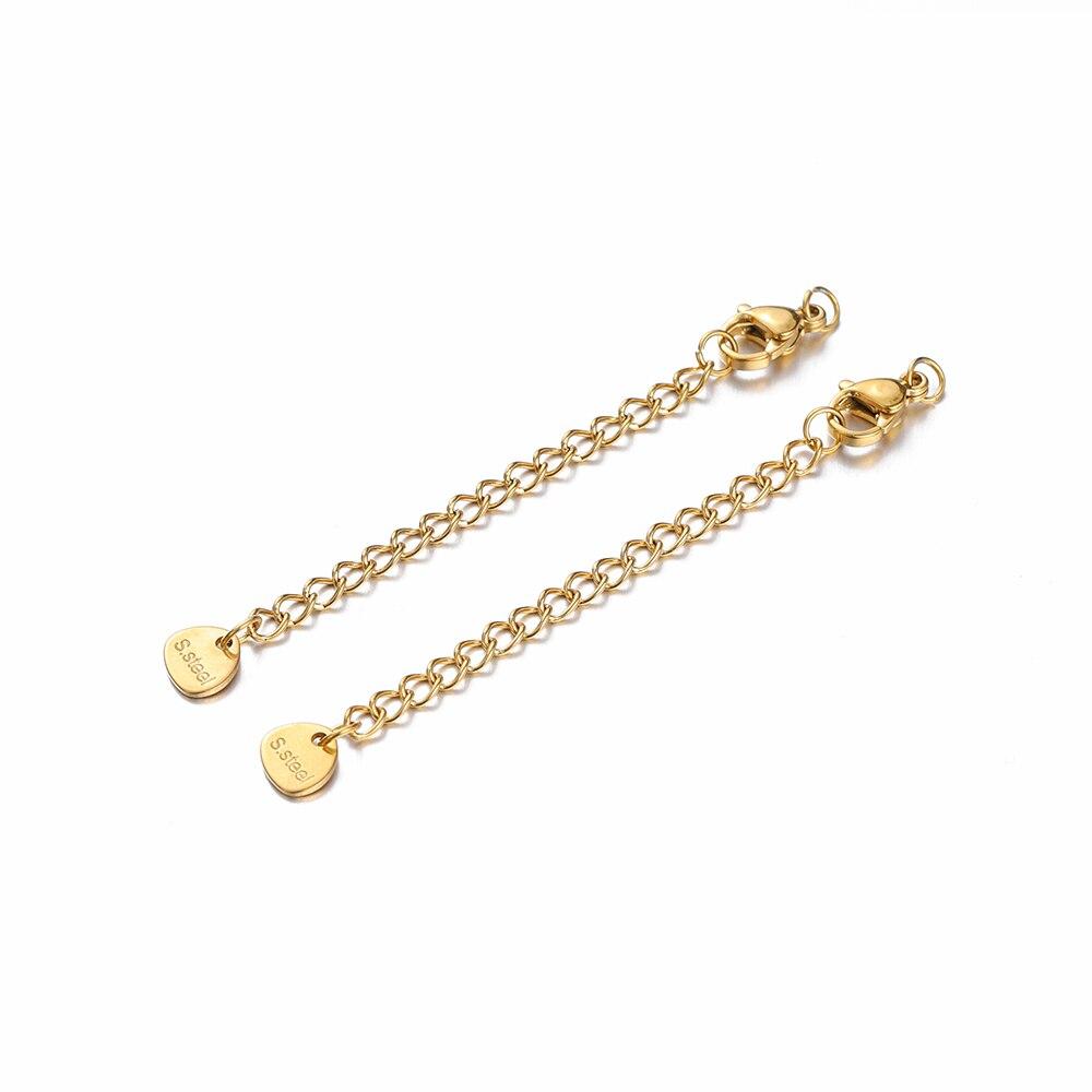 10 sztuk łańcuszki przedłużające ze stali nierdzewnej z karabińczykami złącze naszyjnik z ogniwami ogon robienie DIY akcesoria do bransoletek