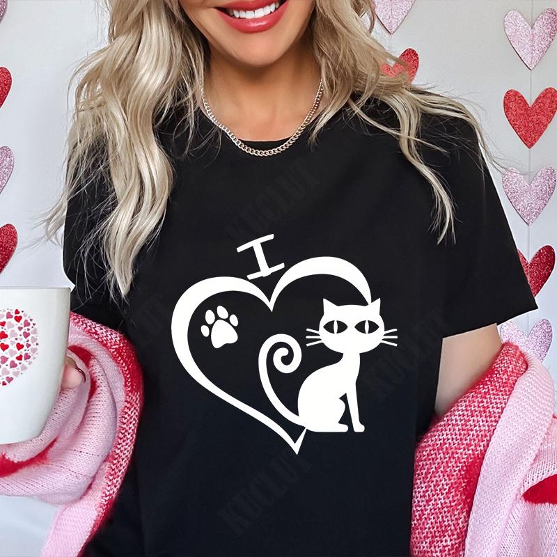 Funny Heart  Dog Paw Print Women Tshirts Fashion Summer Ladies Tshirts Short Sleeves Clothes Love Heart Fashion Casual Shirts