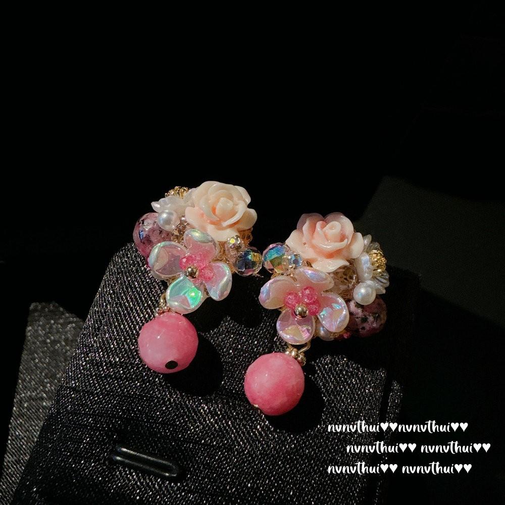 Flower Fairy Crystal Butterfly Pearl Earrings, Conch Beads, Pink Crystal Love Pearl Necklace, Brooch