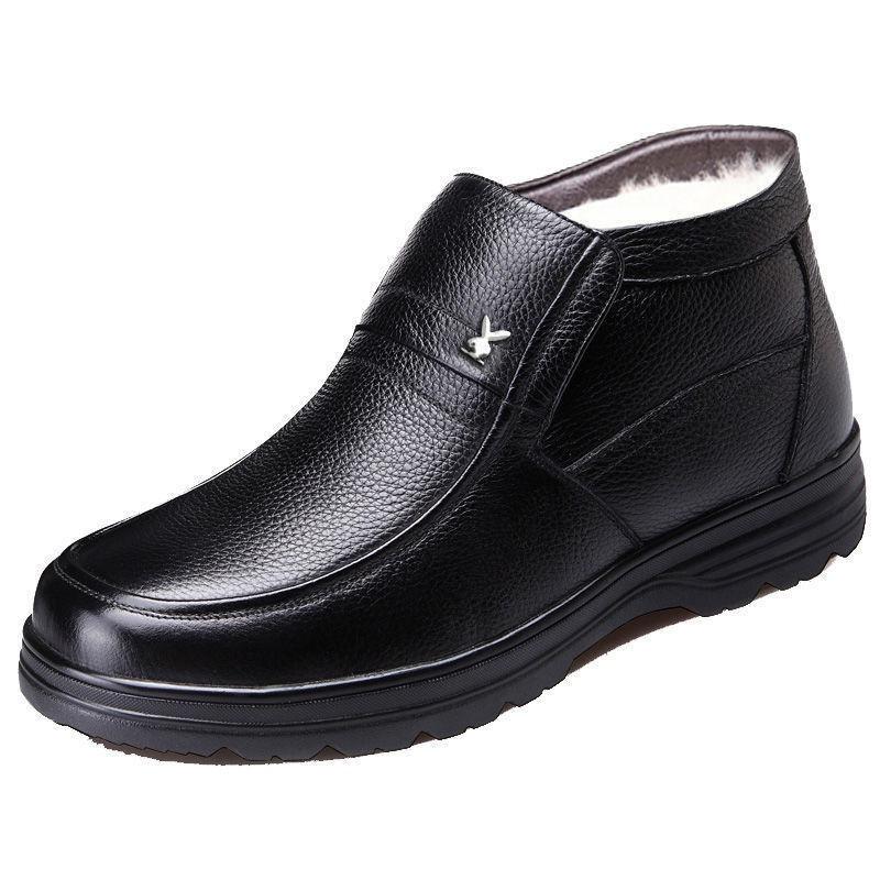 Leather Shoes Men's Winter Cotton Shoes Genuine Leather Versatile Soft Leather Men's Business Dress Leather Shoes