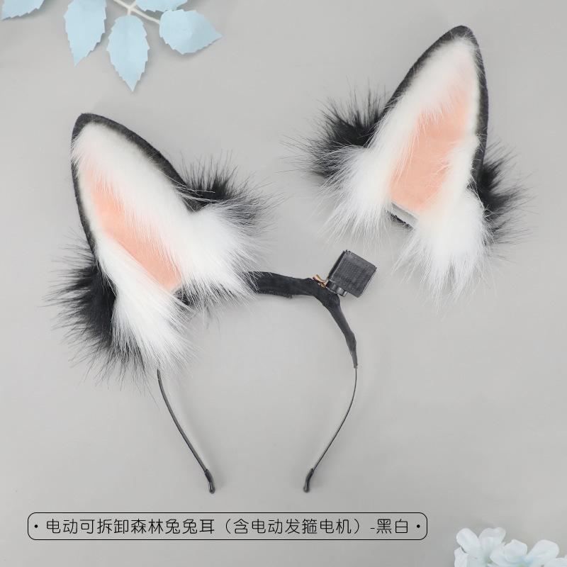 Rechargeable simulated animal ear headgear props Removable headband Movable cat ear hair accessories Electric cat ear headband