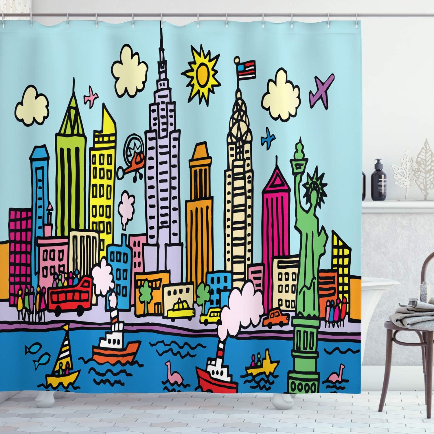 

Landscape Shower Curtain,Lake Louise Banff National Park Canada Lakeside Rocks Clear Water Scenic Picture, Cloth Fabric Bathroom W60H190(CM)-1 Pcs