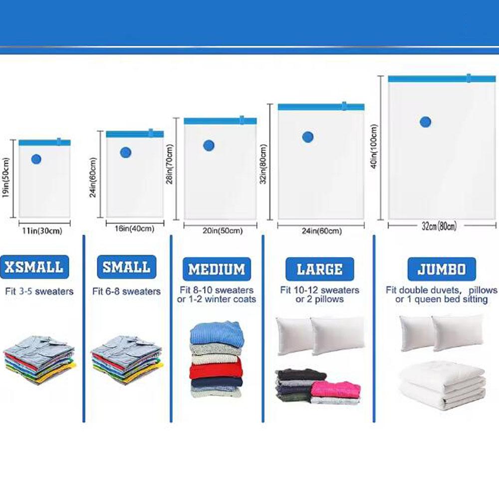 1/5 Pack Vacuum Storage Bags, Space Saver Bags Compression for Comforters and Blankets, Sealer Clothes Travel Packing Organizer