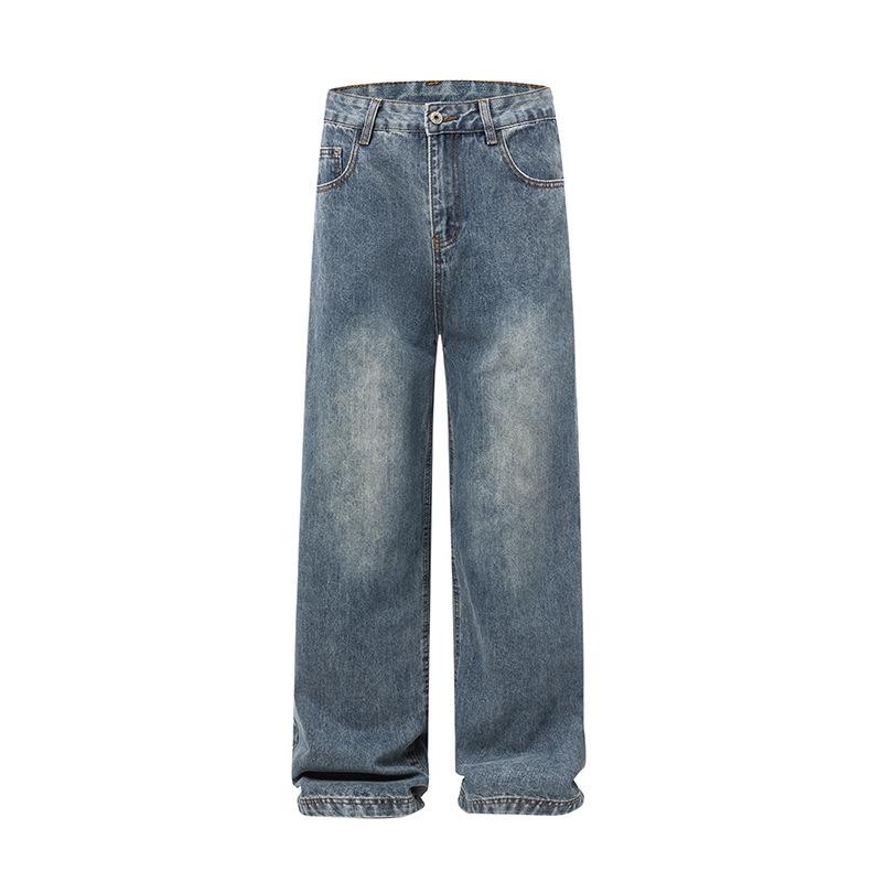 

Ретро Старые Выстиранные Джинсы Мужские Свободные Прямые Американские Уличные Брюки 2XL синий