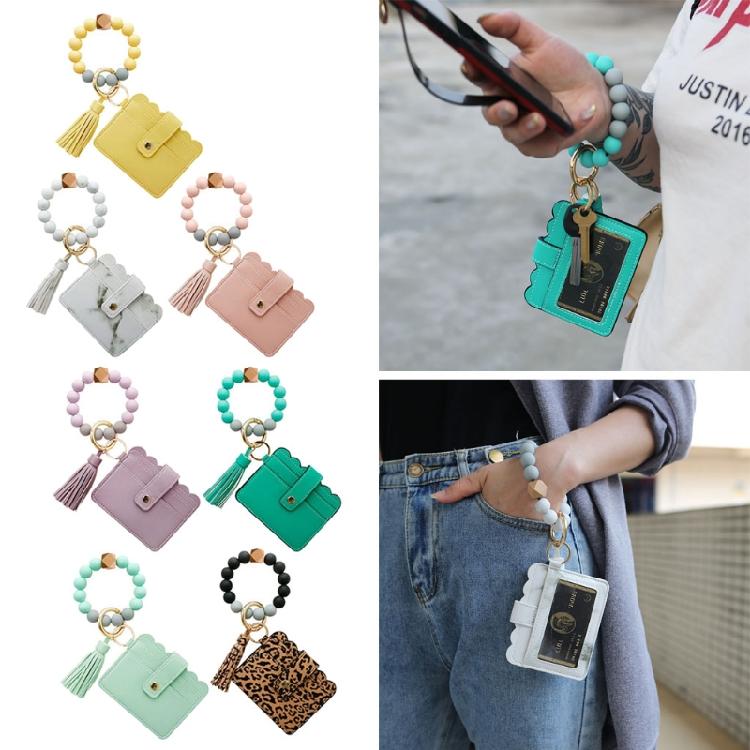 Pu Leather Tassel Circle for Key Chain Women Wristlet Keychain