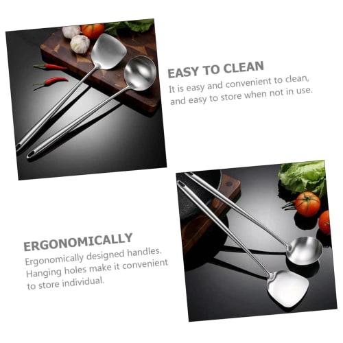 Yardenfun Stainless Steel Wok Spatula, Kitchen Cooking Shovel, Durable Kitchen Spatula with Sleek Design, Easy To Use, Hangable Storage, Dishwasher Sa