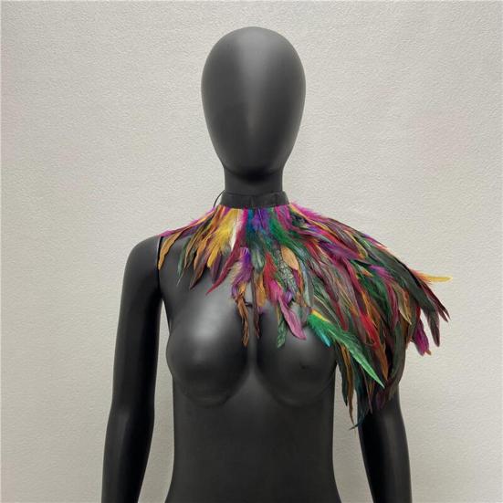 Fake Feather Shrug Shawl Shoulder Wrap Cape Soft Adjustable Retro Gothic Collar Cosplay Party Body Stage Performance Fake Collar Dancer Costume