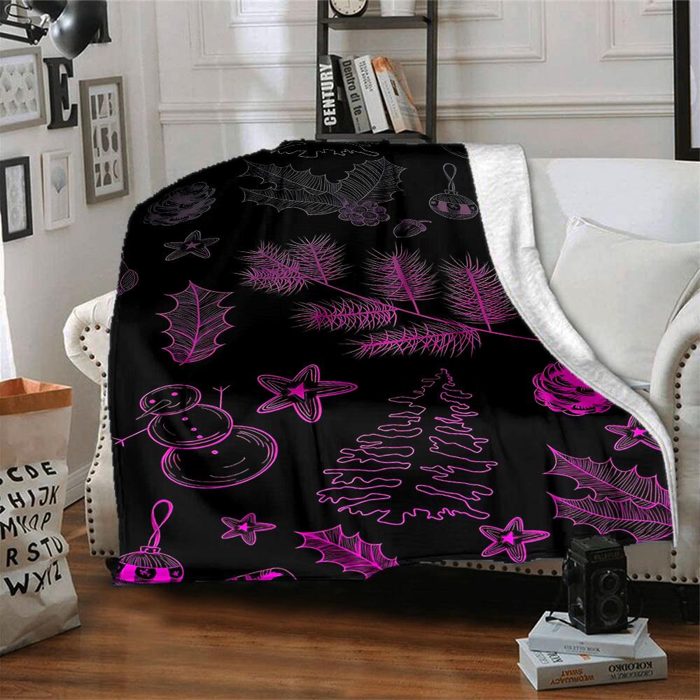 1pc Christmas Winter Print Blanket   Lightweight Flannel Throw Blanket For Sofa, Bed, Living Room, Office, Outdoor Travel, Camping