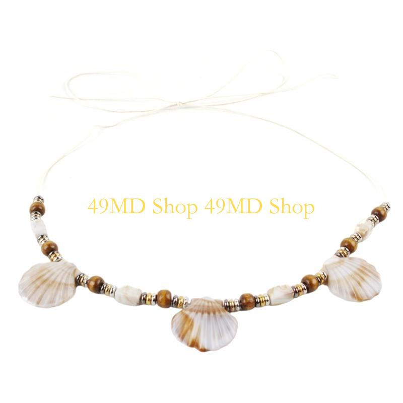 

49MD Vacation Hat Band Replacement for Straw Hat Beaded Hat Band with Sea Shell Ethnic Hat Belt Decorative Rope абрикосовий