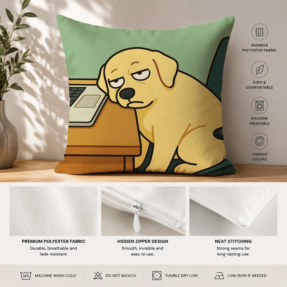 Hard Work Animal Cute Cushion Cover Silky Short Plush Invisible Zipper Dustproof Sofa Pillow Case For Home Decor