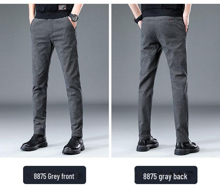 Pánské zimní silné teplé strečové ležérní kalhoty - plyšové, rovné, volného střihu, módní kalhoty