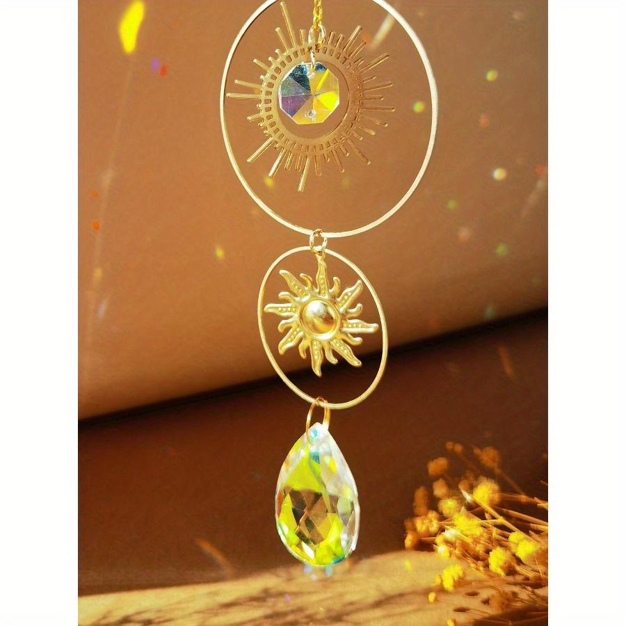 1 Stück Kristalle Sonnenfänger Bunt Hängender Sonnenfänger mit Kette Anhänger Ornament Kristallkugeln Regenbogenmacher für Fenster Zuhause Garten Büro