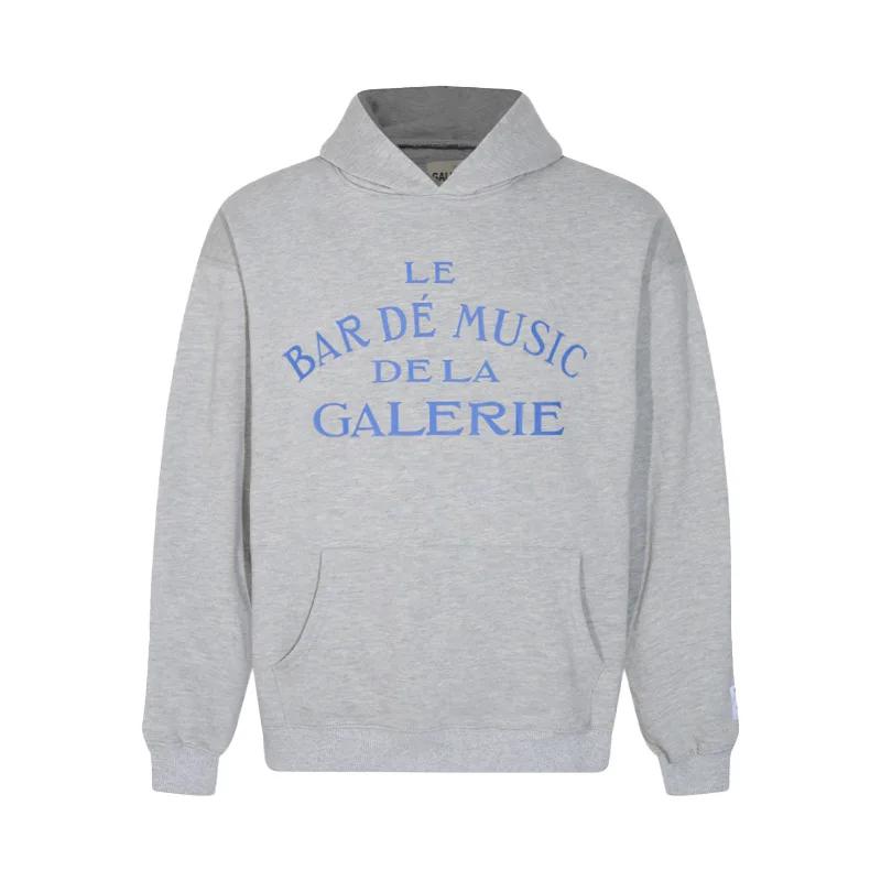 Autumn Winter New Style Galler Music Bar French Slogan Logo Letter Print Hoodie Casual Loose Fit Men's Sweatshirt Hip Hop