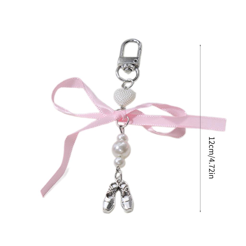 Sweet Ballet Shoes Bowknot Keychain Pendant Bag Phone Pendant Women Backpack Handbag Charm Lovely Hanging Decoration