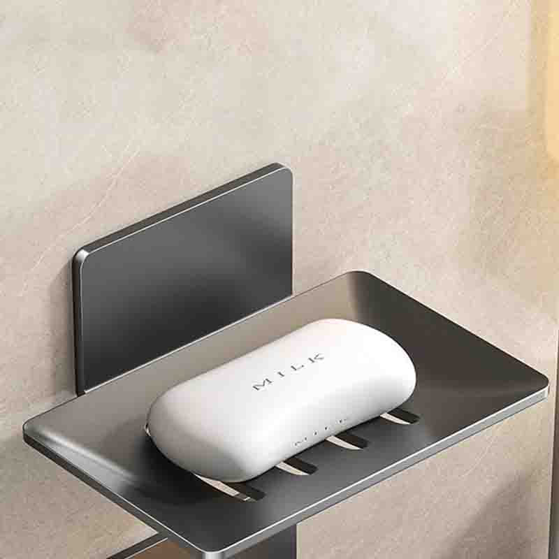 Carbon Steel Punch-Free Wall-Mounted Bathroom Storage Soap Dish, Hole-Free Adhesive Kitchen Storage Soap Holder Rack