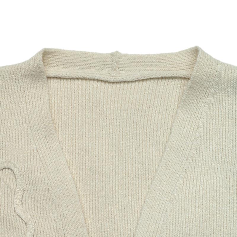 Cardigan de Malha Bordado Cor Sólida Minimalista TikTok Europa Outono/Inverno 2026