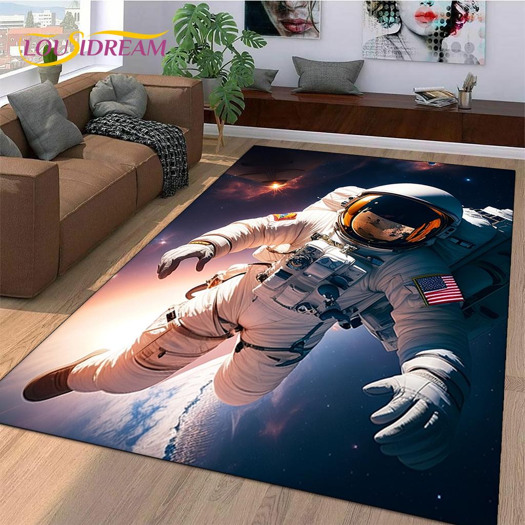 Astronauta Sen Wszechświat Kosmonauta Dywanik 3D Kosmos Kreskówka Dywan do Salonu Sypialni Dekoracja, Antypoślizgowy na Sofę Wycieraczka Dzieci