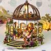 moin moin Dollhouse Miniature DIY Kit Set Scale Glass Dome Greenhouse Florist Garden Greenhouse Flowers Round LED Light 2508dh466 [English