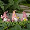 Dekorative Figuren für Balkon Veranda Halloween Wichtel Harzstatue, Frühling Schmetterling Vogel Blumen Gartenstatuen Außen Deko Figur Terrasse,