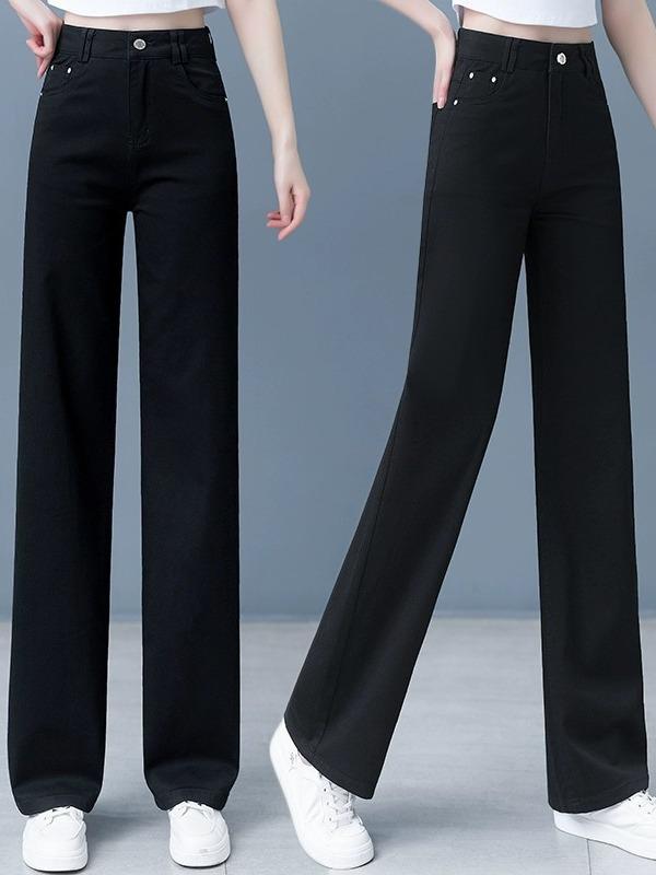 Summer 2025 Women's High-Waisted White Denim Jeans - Loose, Slimming Straight/Wide Leg Pants